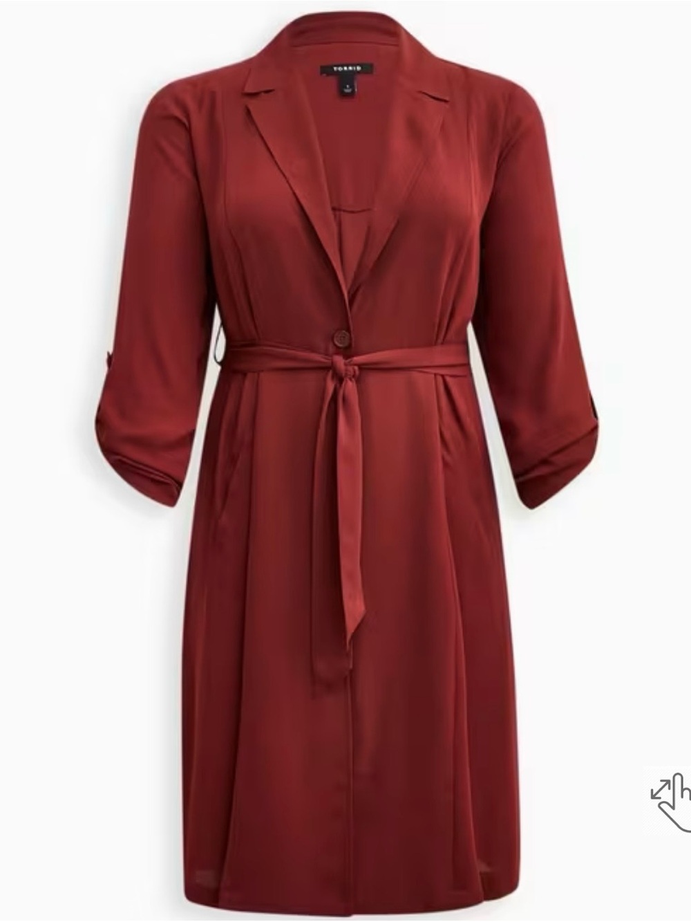 NWT Torrid 4X 26 Rust Brown Georgette Trench Coat Duster Belted Longline